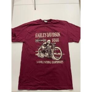 Harley Davidson Shirt Mens Medium Red Orlando FL Motorcycle Tee